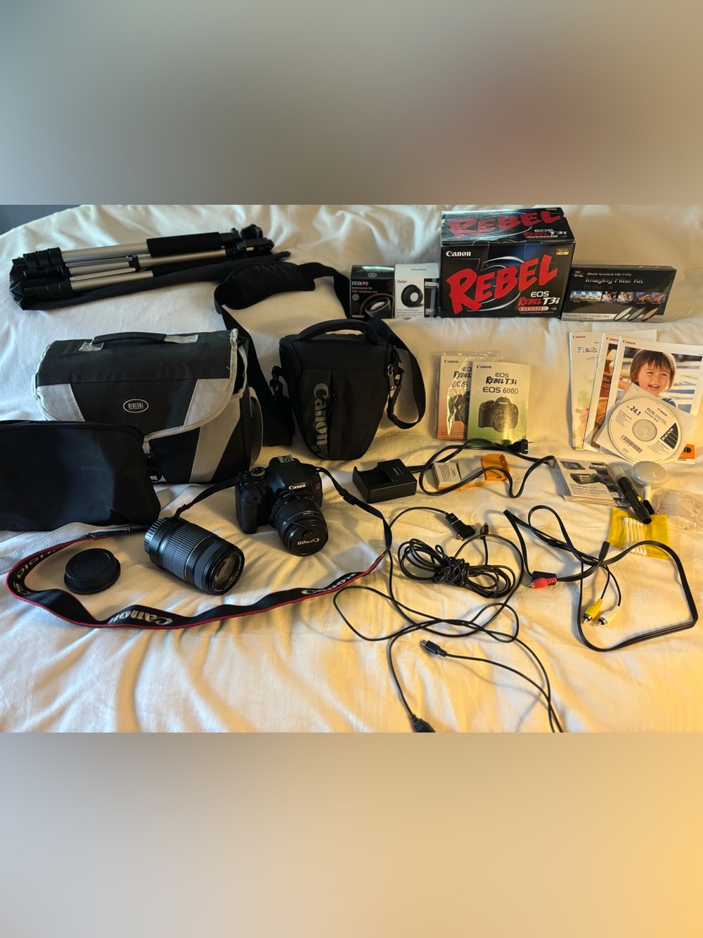 Canon DSLR Camera Kit in Black with Red-accent Strap
